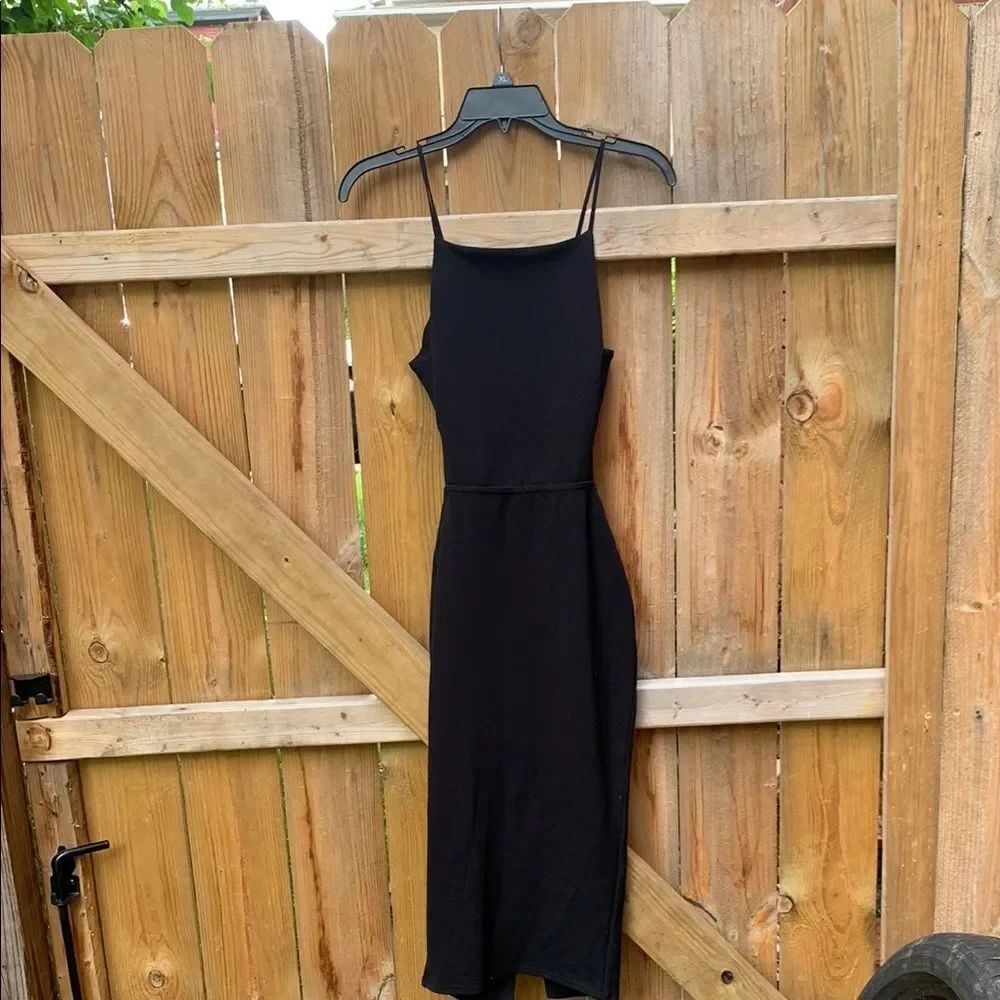Boohoo Black Spaghetti Strap Sheath Midi Dress